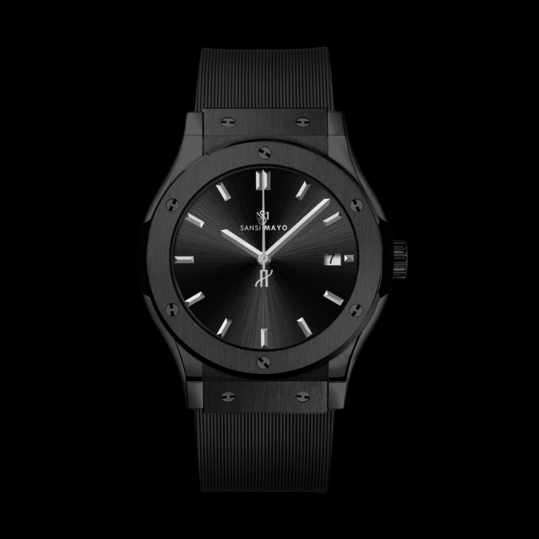 Sansi Mayo Men’s Black Silicone Band Analog Wrist Watch – Round Dial