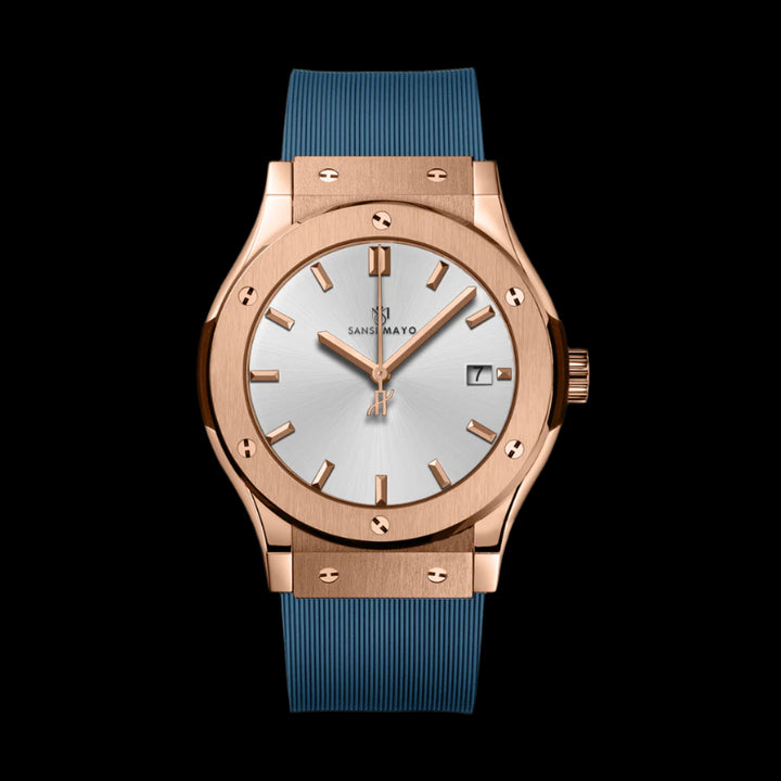 Sansi Mayo Men’s Round Rose Gold & Blue Silicone Analog Watch