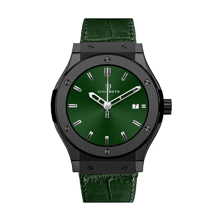 Hanry Obsidian Black Leather Analog