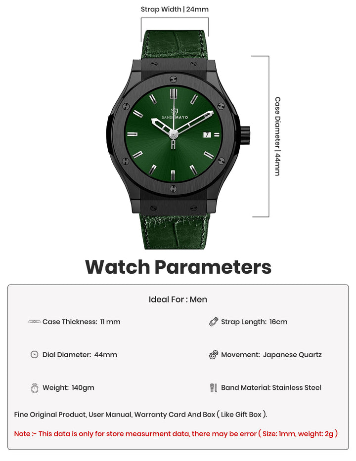 Hanry Obsidian Black Leather Analog