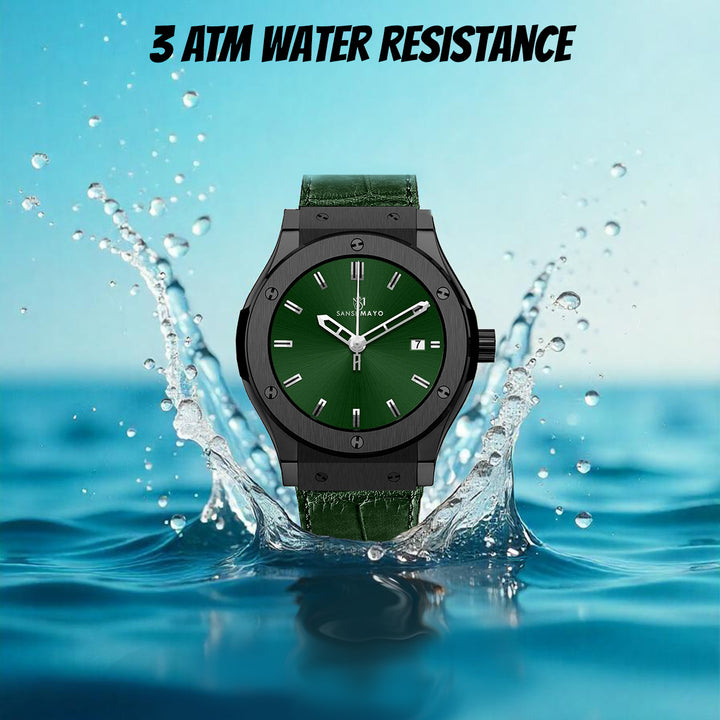 Hanry Obsidian Black Leather Analog