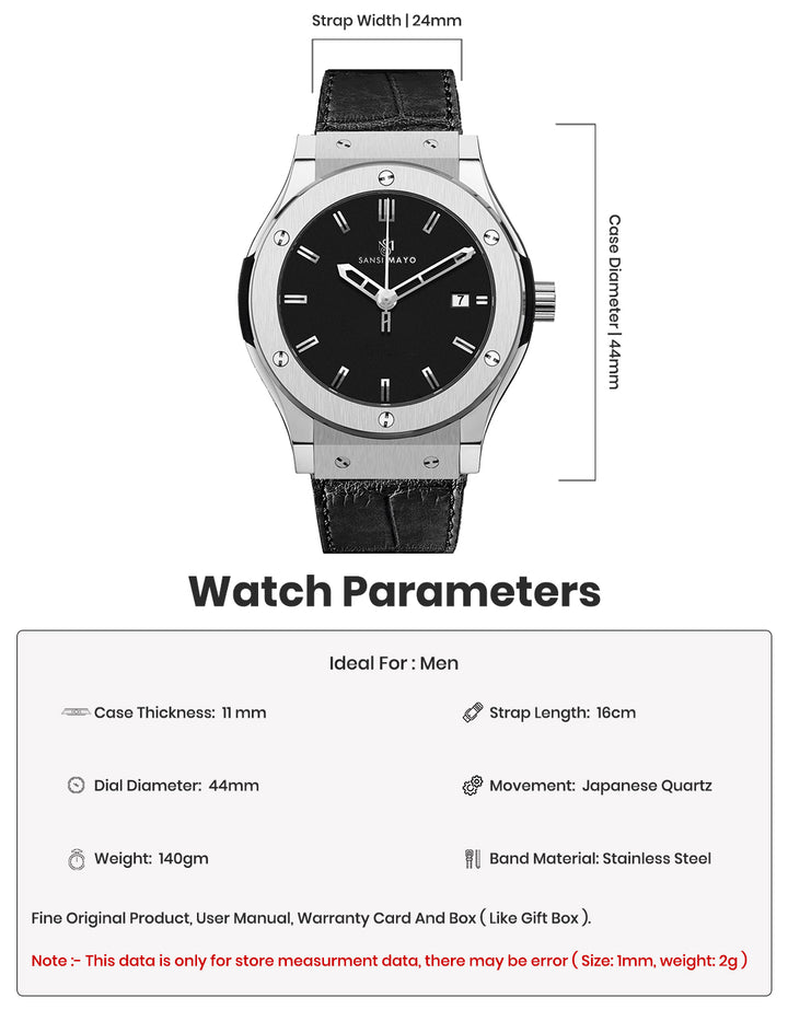 Hanry Midnight Black Leather Analog