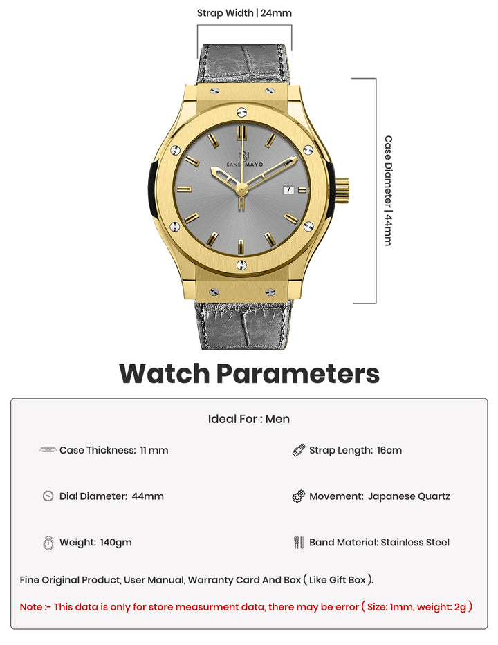 Hanry Graphite Grey Leather Analog