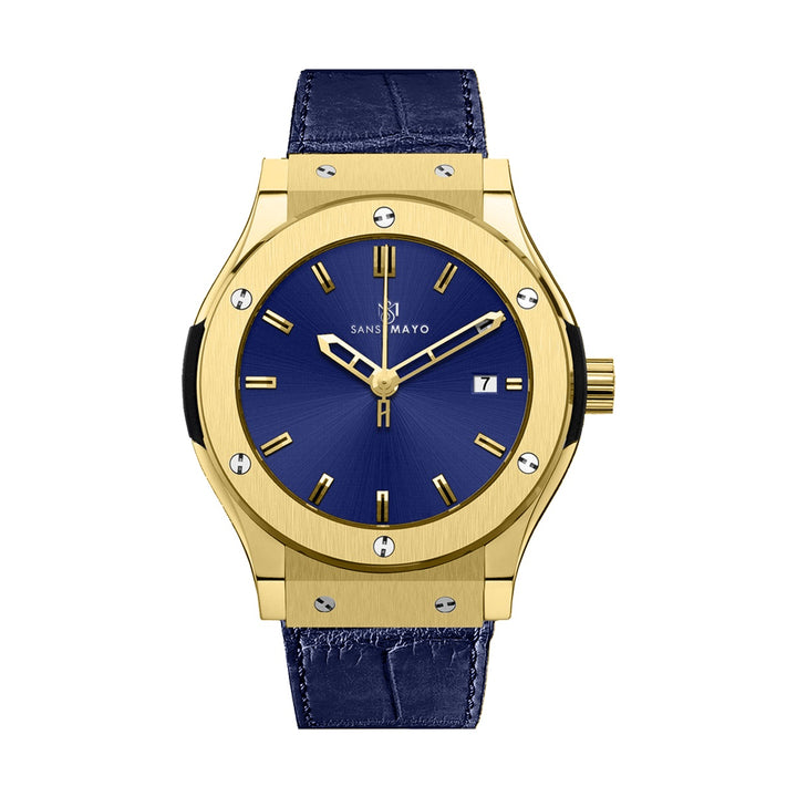 Hanry Azure Blue Leather Analog