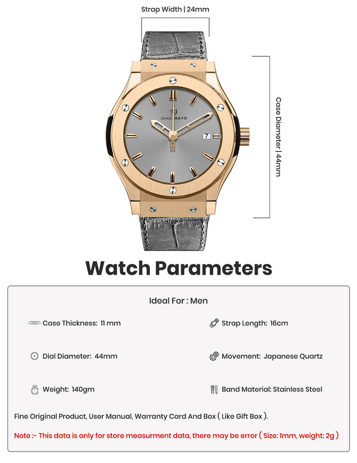 Hanry Slate Grey Leather Analog