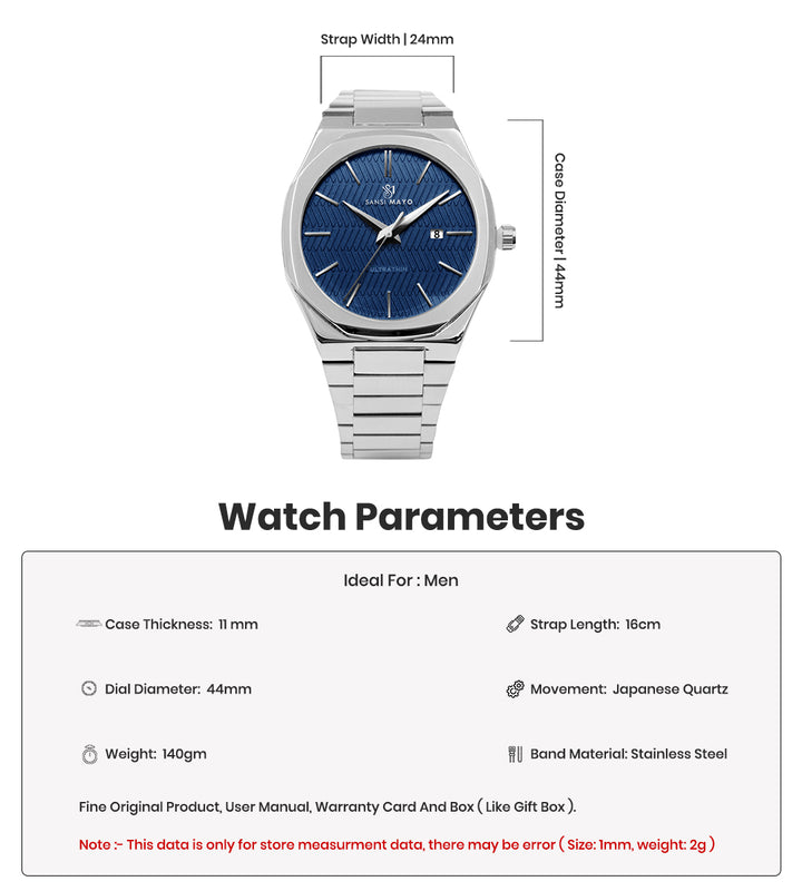Brauo Navy Silver Analog