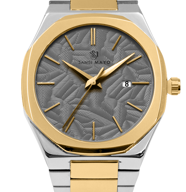 Sansi Mayo Men’s Gold & Dark Grey Stainless Steel Two-Tone Wrist Watch