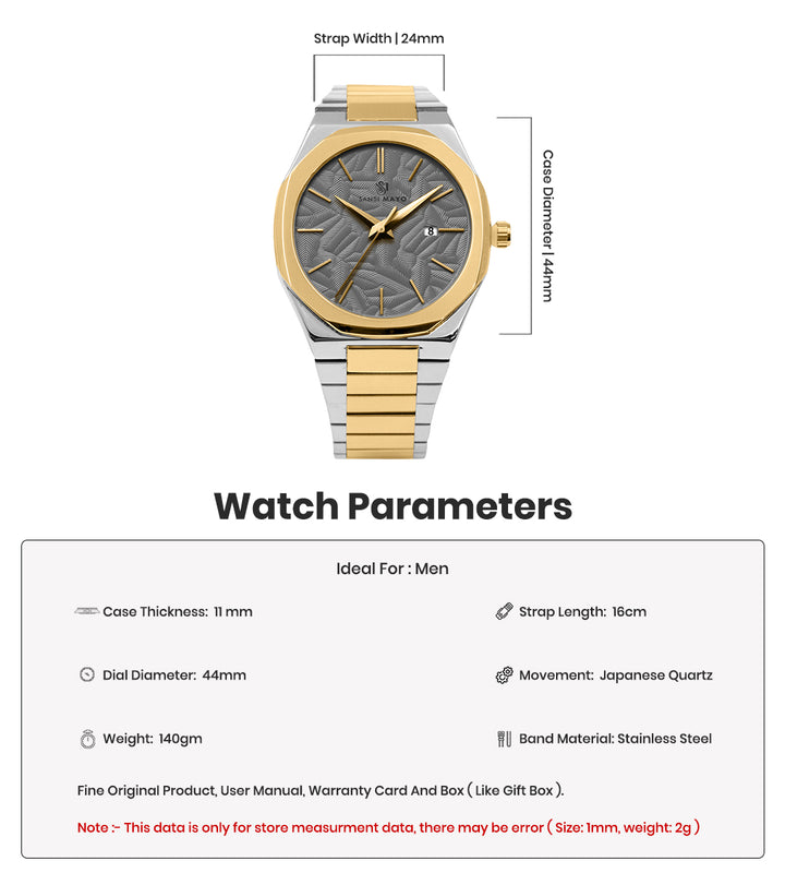 Ridox Ash Grey Two-Tone Gold Analog