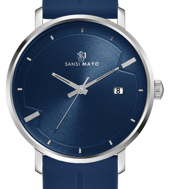 SANSI MAYO Men's Blue Silicone Band | Blue Dial | Analog | 10mm | Stainless Steel |Quartz | Magnetic Lock Watch