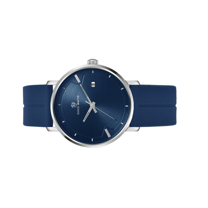 SANSI MAYO Men's Blue Silicone Band | Blue Dial | Analog | 10mm | Stainless Steel |Quartz | Magnetic Lock Watch