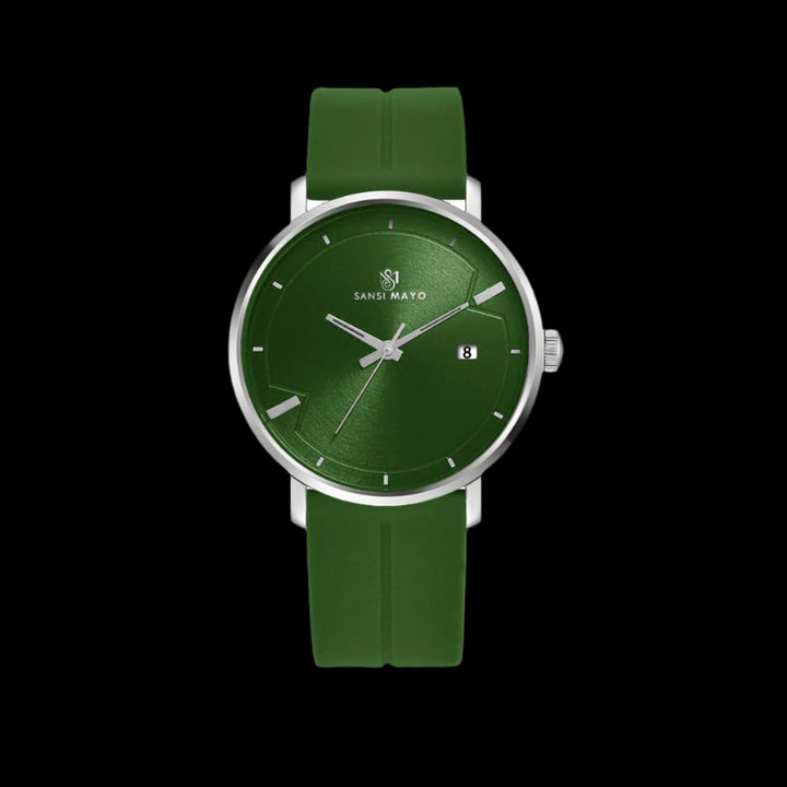 SANSI MAYO Men's Green Silicone Band | Green Dial | Analog | 10mm | Stainless Steel |Quartz | Magnetic Lock Watch
