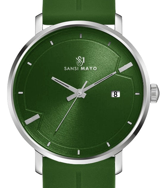 SANSI MAYO Men's Green Silicone Band | Green Dial | Analog | 10mm | Stainless Steel |Quartz | Magnetic Lock Watch