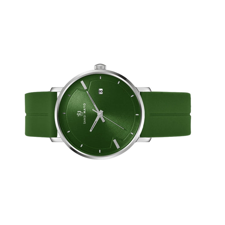 SANSI MAYO Men's Green Silicone Band | Green Dial | Analog | 10mm | Stainless Steel |Quartz | Magnetic Lock Watch