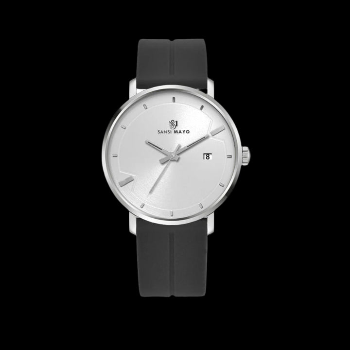 SANSI MAYO Men's Black Silicone Band | White Dial | Analog | 10mm | Stainless Steel |Quartz | Magnetic Lock Watch