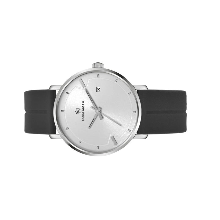 SANSI MAYO Men's Black Silicone Band | White Dial | Analog | 10mm | Stainless Steel |Quartz | Magnetic Lock Watch