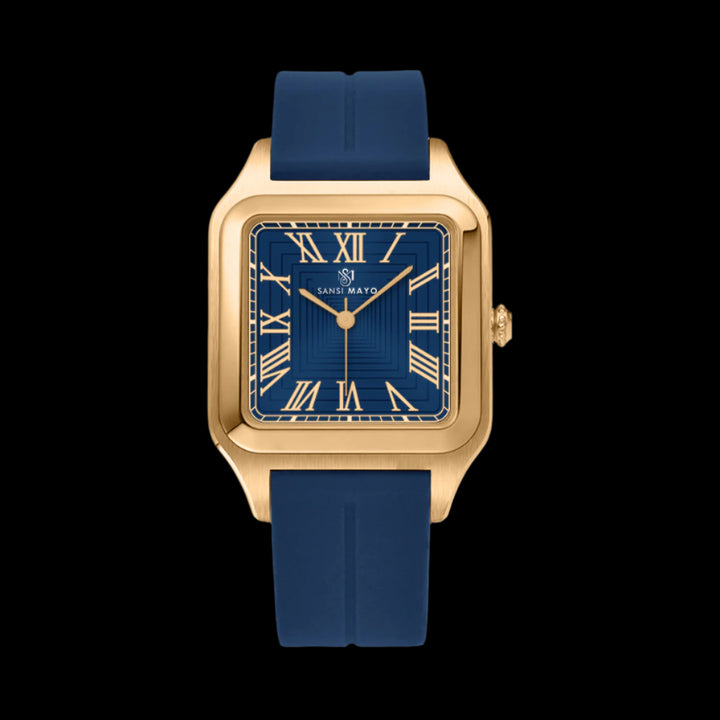 SANSI MAYO Men's Blue Silicone Watch with Blue Dial - Square Case With Magnetic Lock