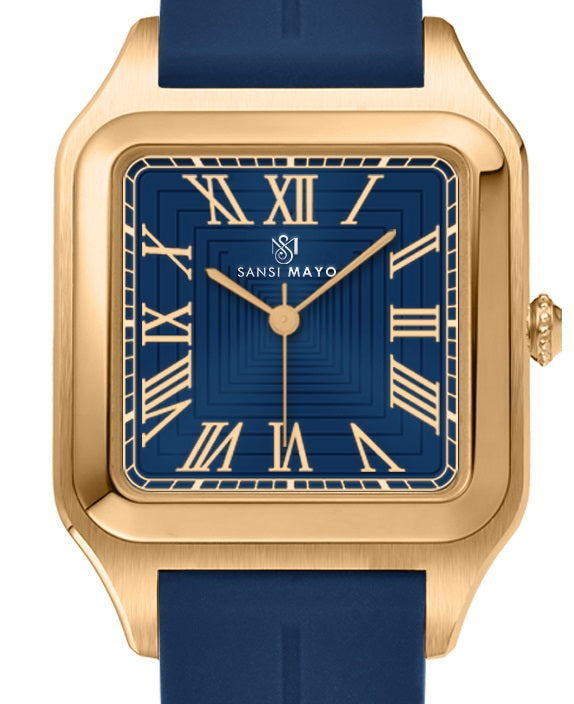 SANSI MAYO Men's Blue Silicone Watch with Blue Dial - Square Case With Magnetic Lock