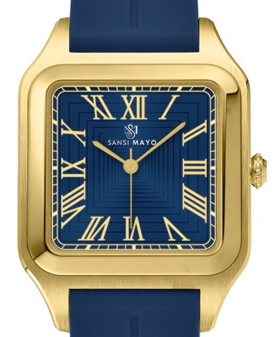 SANSI MAYO Men's Blue Silicone Watch - Blue Dial - Square Case With Magnetic Lock