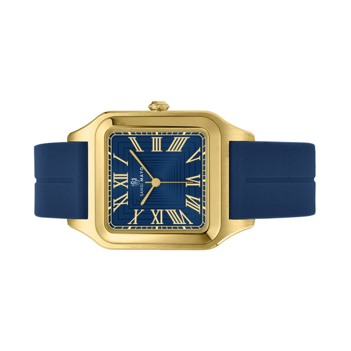 SANSI MAYO Men's Blue Silicone Watch - Blue Dial - Square Case With Magnetic Lock