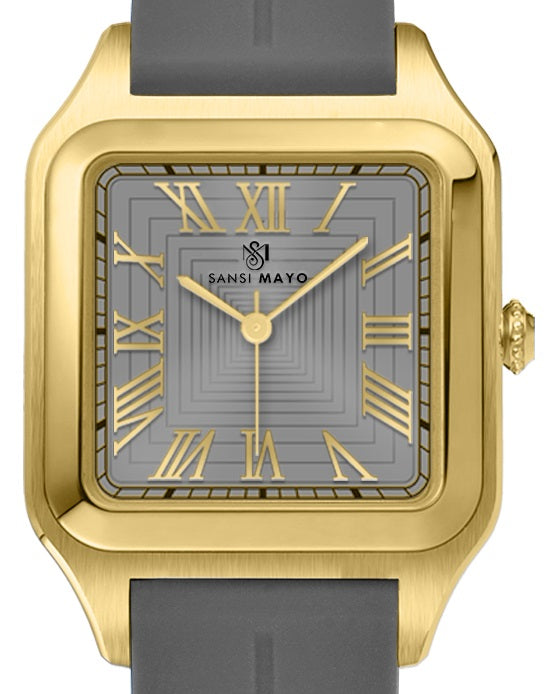 SANSI MAYO Men's Grey Silicone Watch - Grey Dial - Square Case With Magnetic Lock