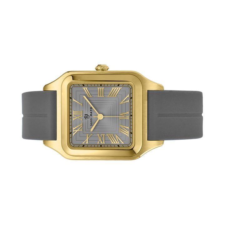 SANSI MAYO Men's Grey Silicone Watch - Grey Dial - Square Case With Magnetic Lock
