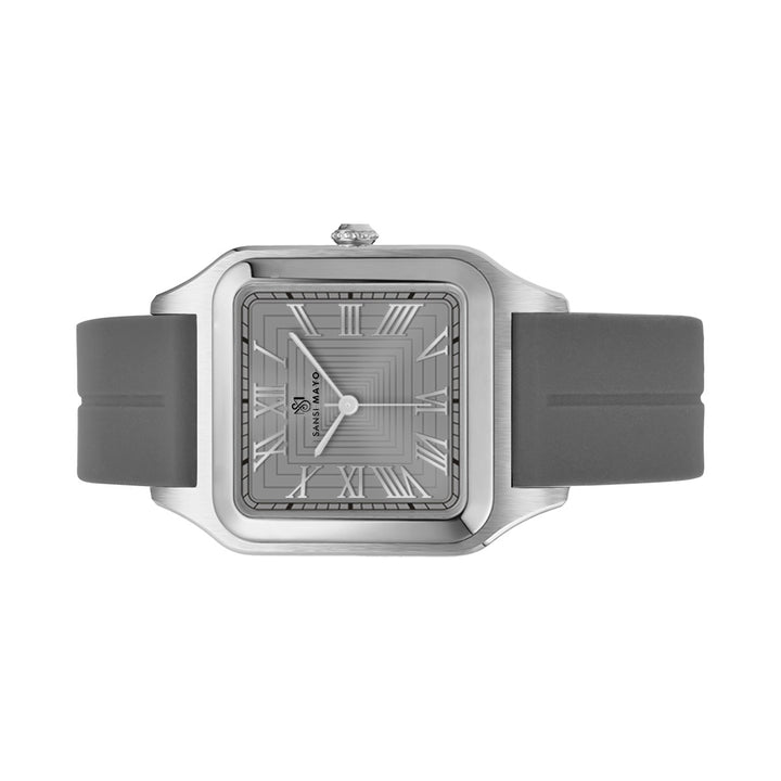 SANSI MAYO Men's Grey Silicone Square Watch - Grey Dial - Quartz Movemen With Magnetic Lock