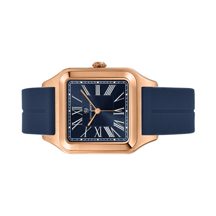 SANSI MAYO Men's Blue Silicone Square Watch - Blue Dial - Unique Edition With Magnetic Lock