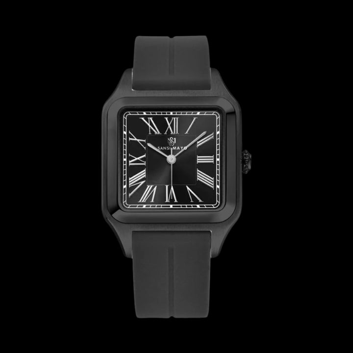 SANSI MAYO Men's | Black Silicone Square Watch | Black Dial | Magnetic Lock