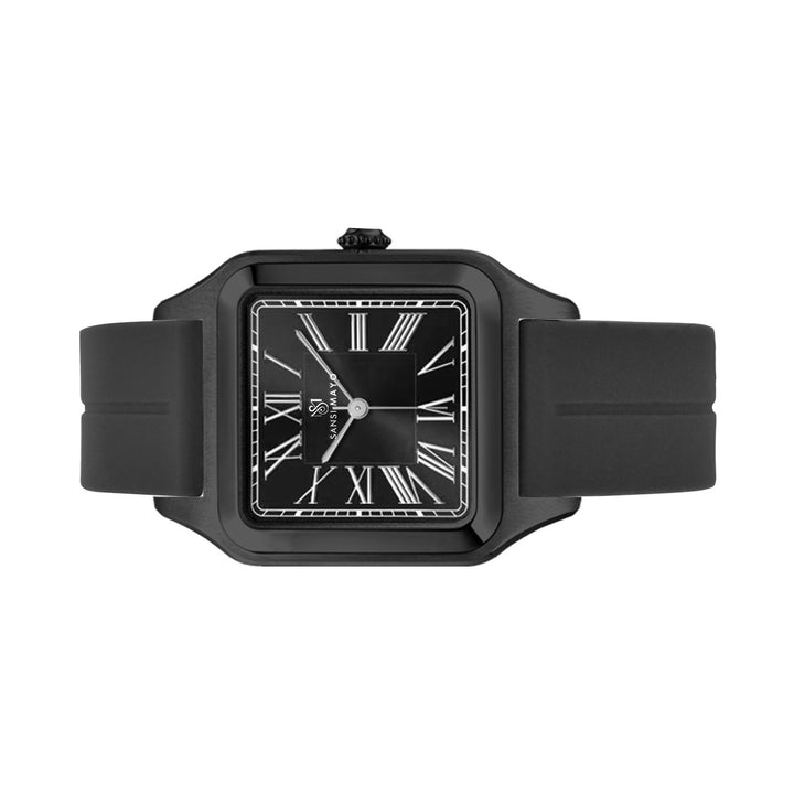 SANSI MAYO Men's | Black Silicone Square Watch | Black Dial | Magnetic Lock