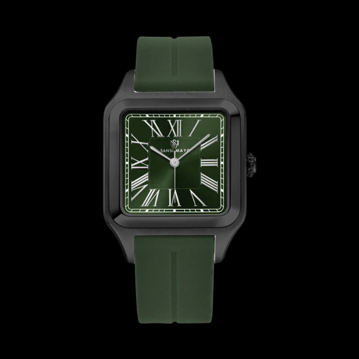 SANSI MAYO Men's | Green Silicone Square Watch | Green Dial | Magnetic Lock