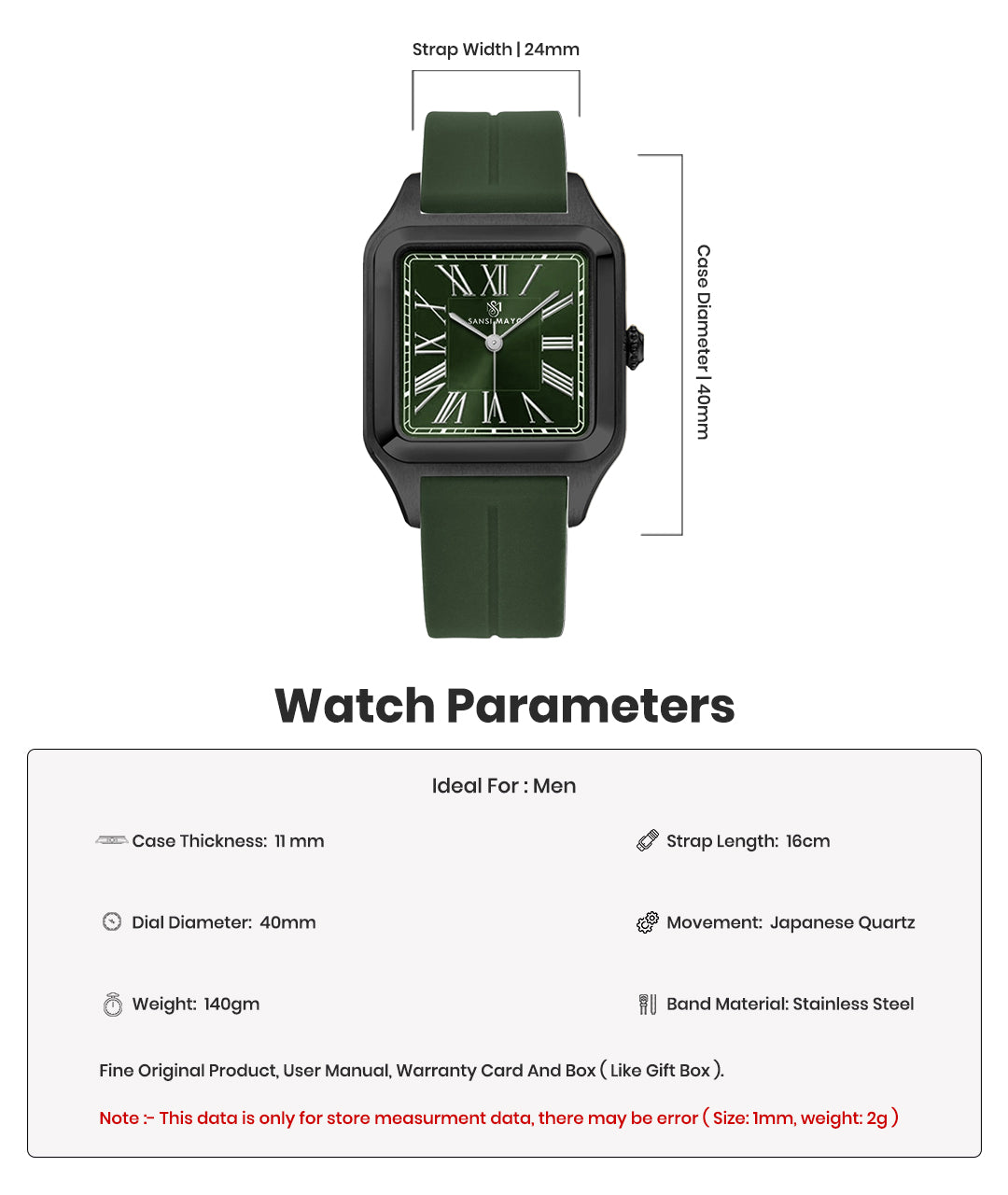 Albert Emerald Green Square Analog