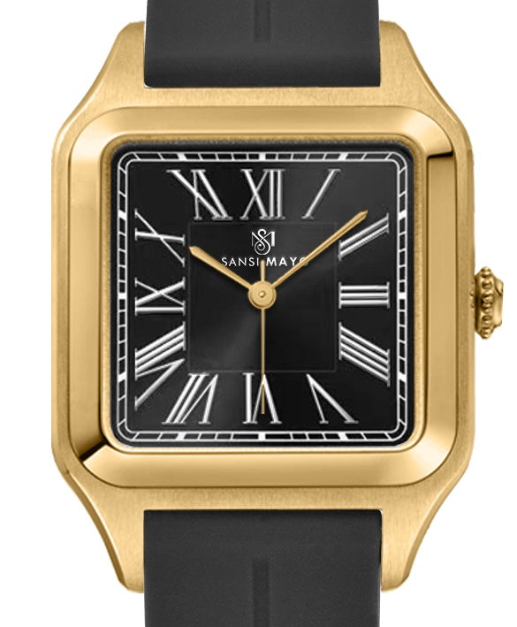 SANSI MAYO Men's | Black Silicone Square Watch | Black Dial | Magnetic Lock | Quartz