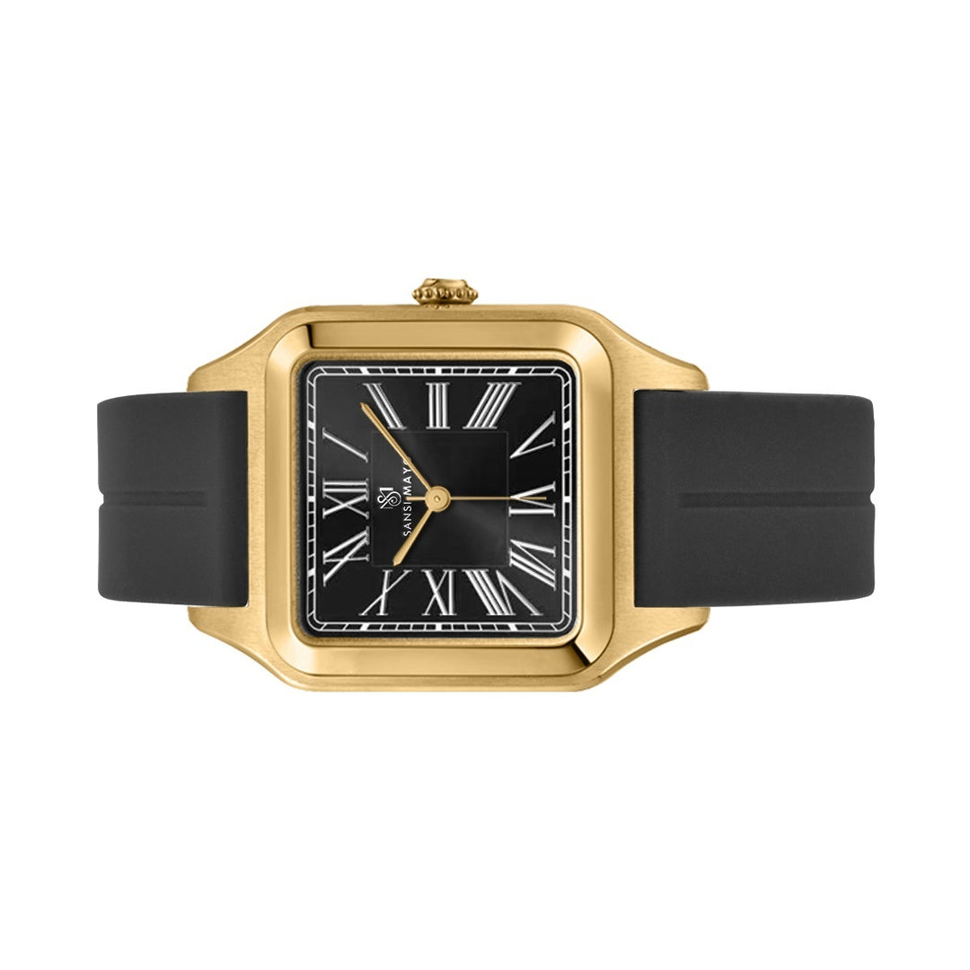 SANSI MAYO Men's | Black Silicone Square Watch | Black Dial | Magnetic Lock | Quartz