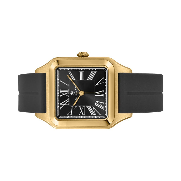 SANSI MAYO Men's | Black Silicone Square Watch | Black Dial | Magnetic Lock | Quartz