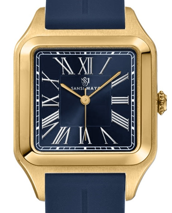 SANSI MAYO Men's | Blue Silicone Square Watch | Blue Dial | Magnetic Lock