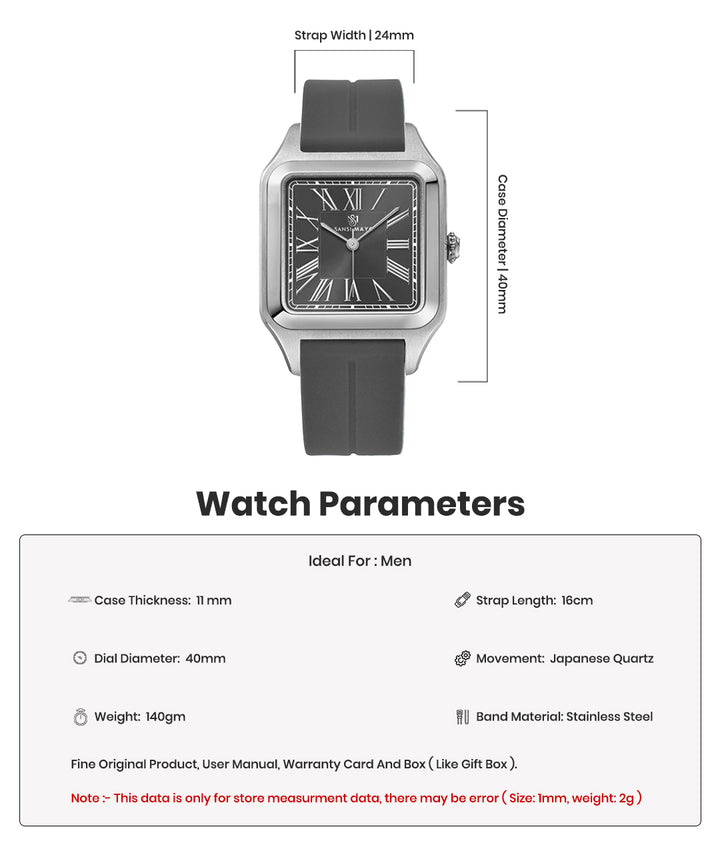 Albert Slate Grey Square Analog