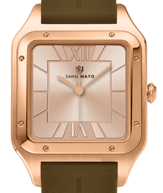 Carls Rose Gold Elegance Square Analog
