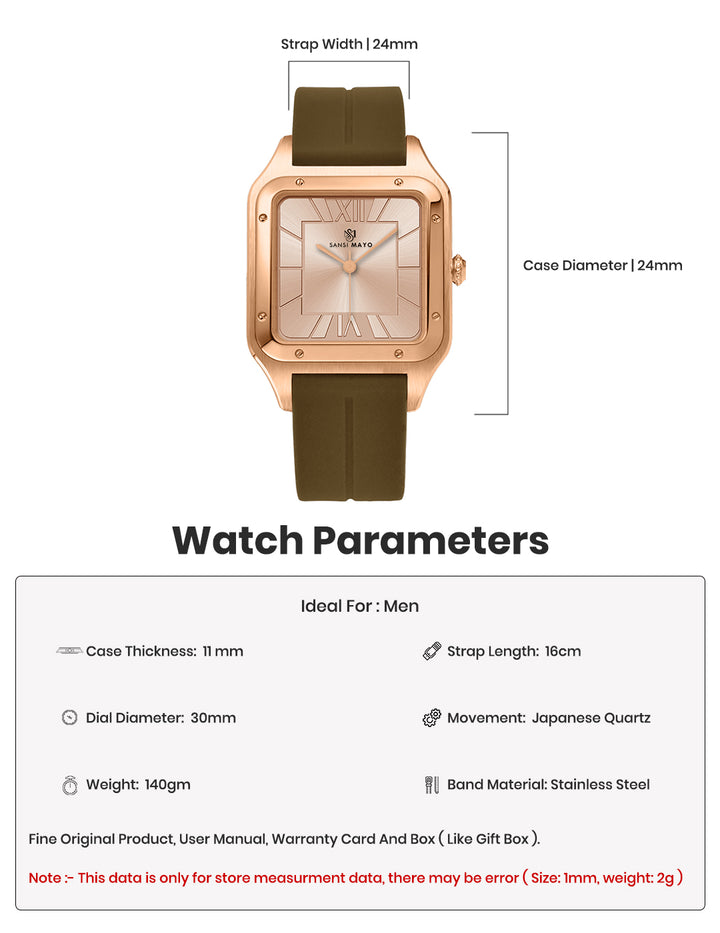 Carls Rose Gold Elegance Square Analog