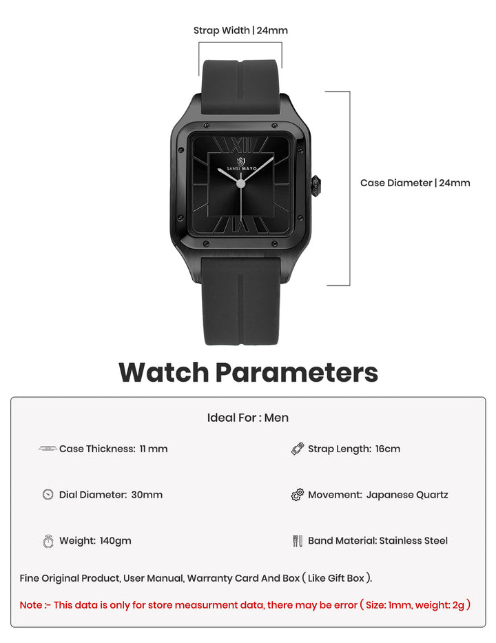 Carls Obsidian Black Square Analog