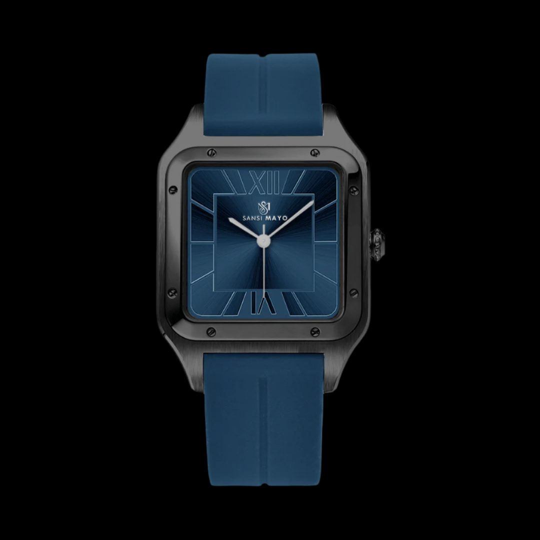 SANSI MAYO Men's Blue Silicone | Blue Dial | Analog | 10mm | Stainless Steel | Square Case | Quartz