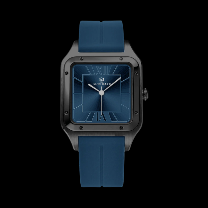 SANSI MAYO Men's Blue Silicone | Blue Dial | Analog | 10mm | Stainless Steel | Square Case | Quartz