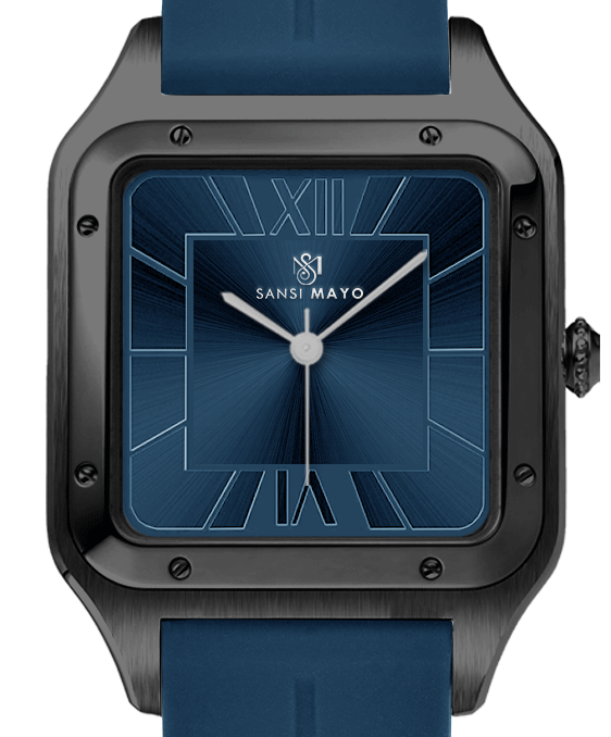 SANSI MAYO Men's Blue Silicone | Blue Dial | Analog | 10mm | Stainless Steel | Square Case | Quartz
