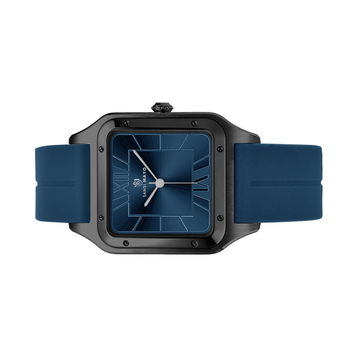 SANSI MAYO Men's Blue Silicone | Blue Dial | Analog | 10mm | Stainless Steel | Square Case | Quartz