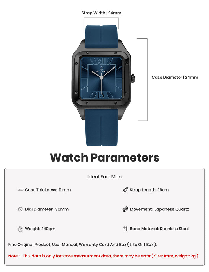 Carls Sapphire Blue Square Analog