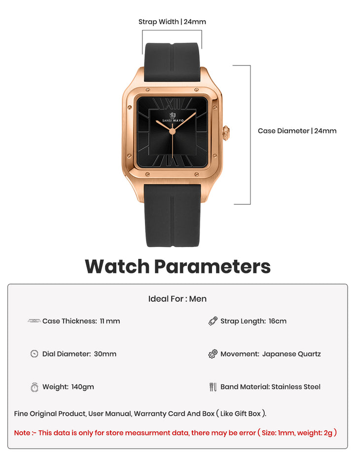 Carls Carbon Black Square Analog