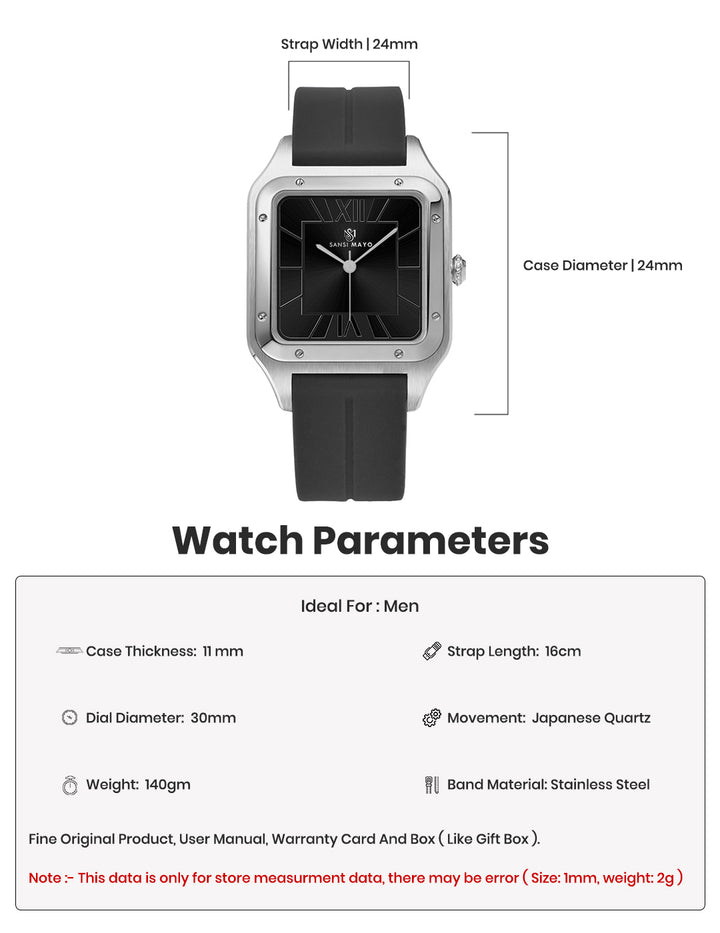Carls Charcoal Black Square Analog