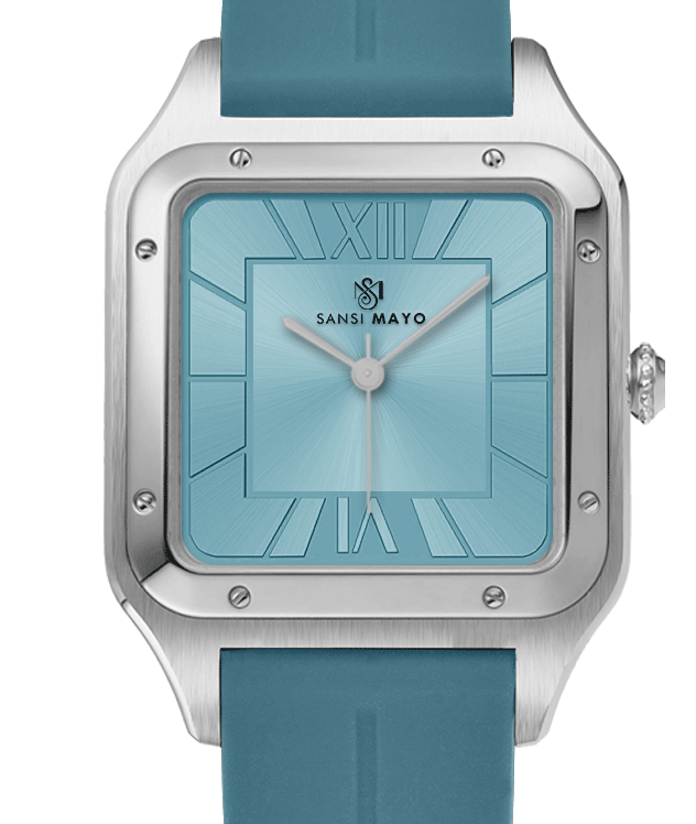SANSI MAYO Men's Turquoise Silicone | Turquoise Dial | Analog | 10mm | Stainless Steel | Square Case | Quartz
