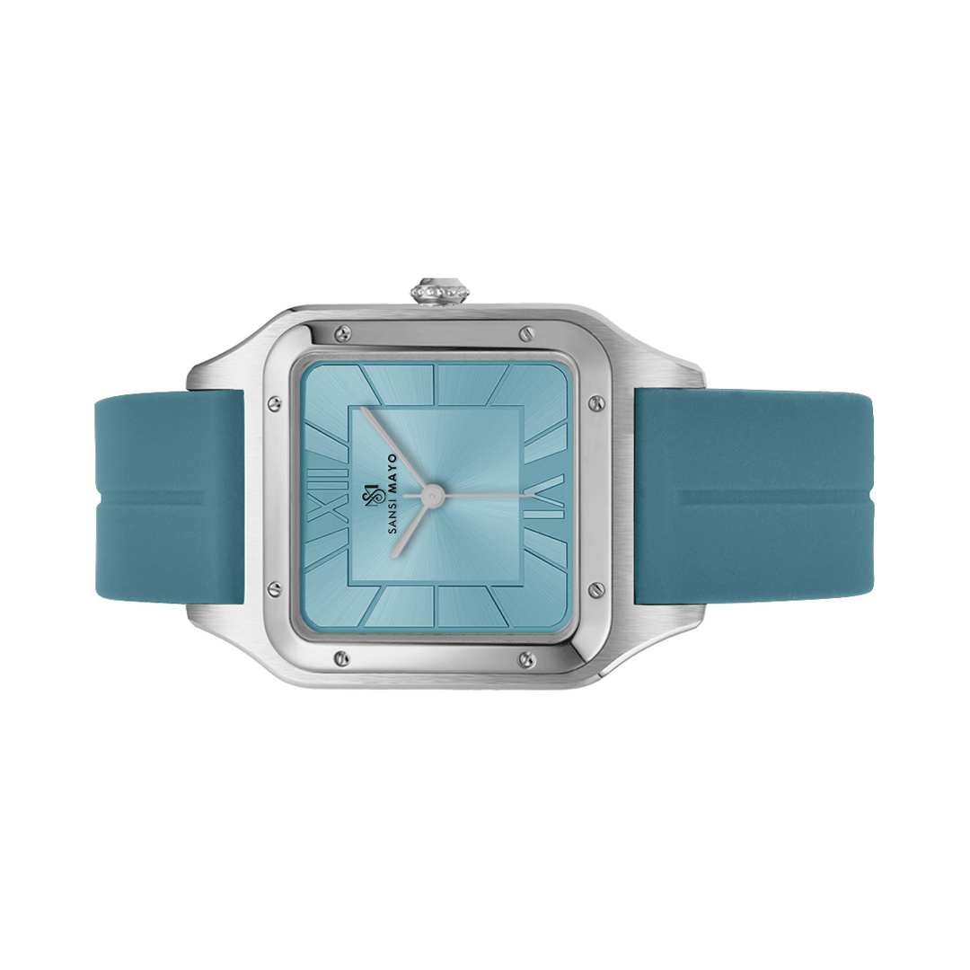 SANSI MAYO Men's Turquoise Silicone | Turquoise Dial | Analog | 10mm | Stainless Steel | Square Case | Quartz