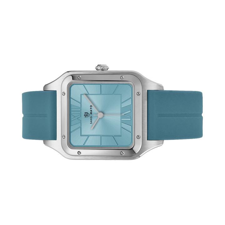 SANSI MAYO Men's Turquoise Silicone | Turquoise Dial | Analog | 10mm | Stainless Steel | Square Case | Quartz