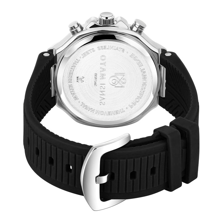 Sansi Mayo Romano Black Dial Men’s Watch — Silver Case with Black Silicone Strap